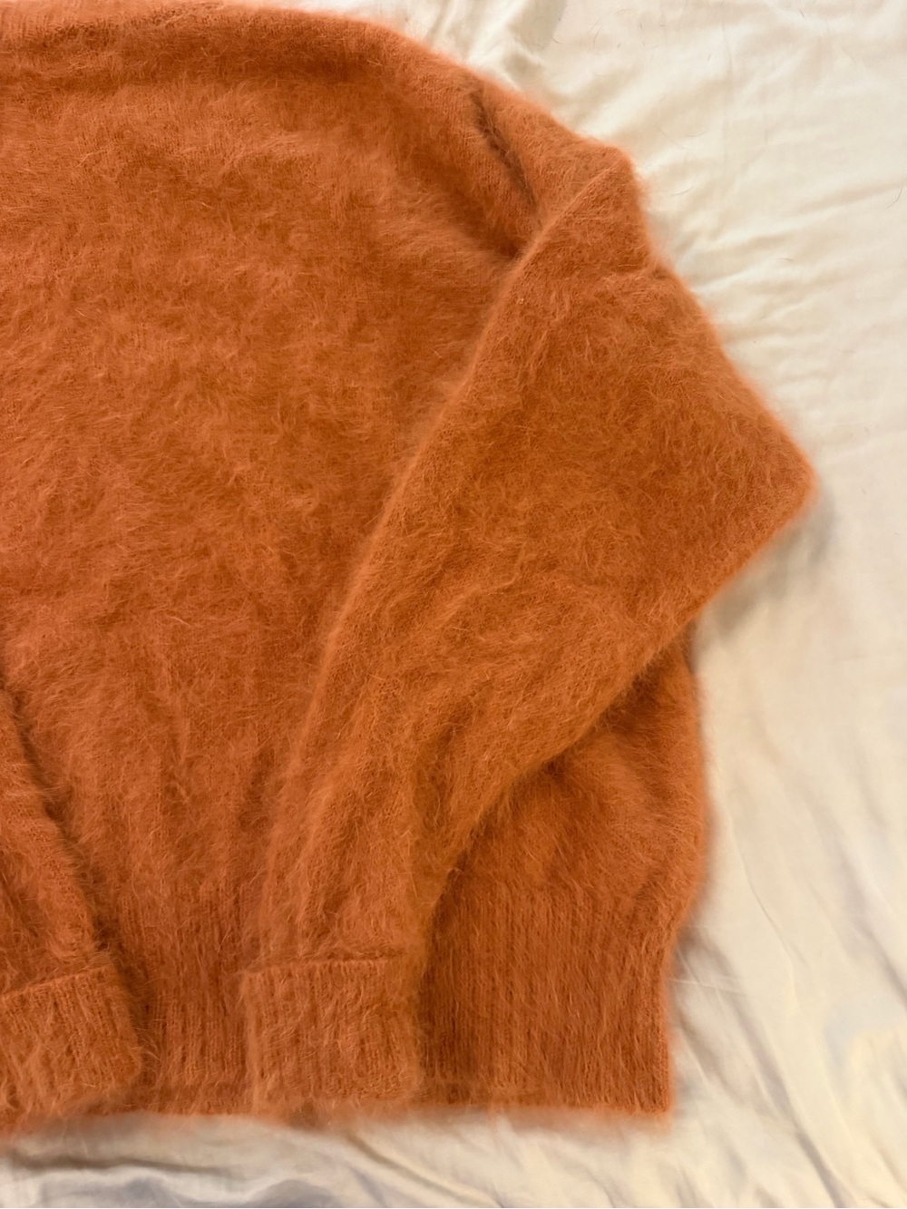 G. By Goop Burnt Orange Angora Oversized Sweater Size Medium Cozy Quiet Luxury - Picture 7 of 11